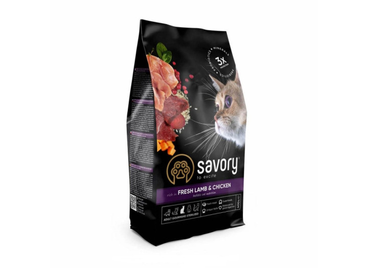Savory Sterilised Lamb Chicken для стерилизованных кошек с ягненком 2 кг