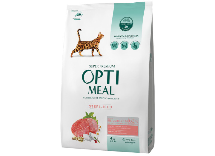 Optimeal Sterilised Beef Sorghum для стерилізованих кішок з яловичиною 4 кг