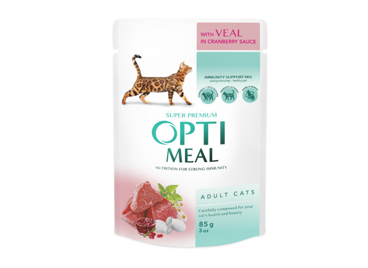 Optimeal Veal in Cranberry з телятиною в журавлинному соусі для котів 12х85 г