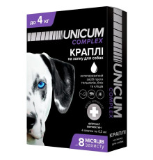 Краплі Unicum Complex Premium від гельмінтів, бліх та кліщів для собак 0-4 кг (1піп)