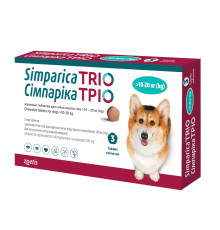Сімпарика Тріо, для собак, від бліх та кліщів від 10,1-20 кг (1таб)