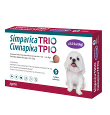 Сімпарика Тріо, для собак, від бліх та кліщів 2,5-5 кг (1таб)