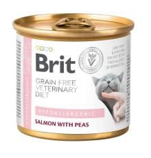 Brit VD Hypoallergenic Cat Cans для кошек с лососем и горохом 200 г фото