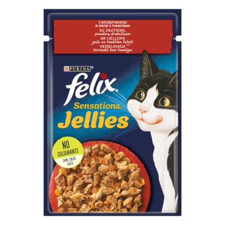 Вологий корм для кішок Felix Sensations, з яловичиною та томатами, 26*85 г
