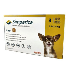 Сімпарика від бліх та кліщів для собак 5 мг від 1,3 до 2,5 кг (1таб)