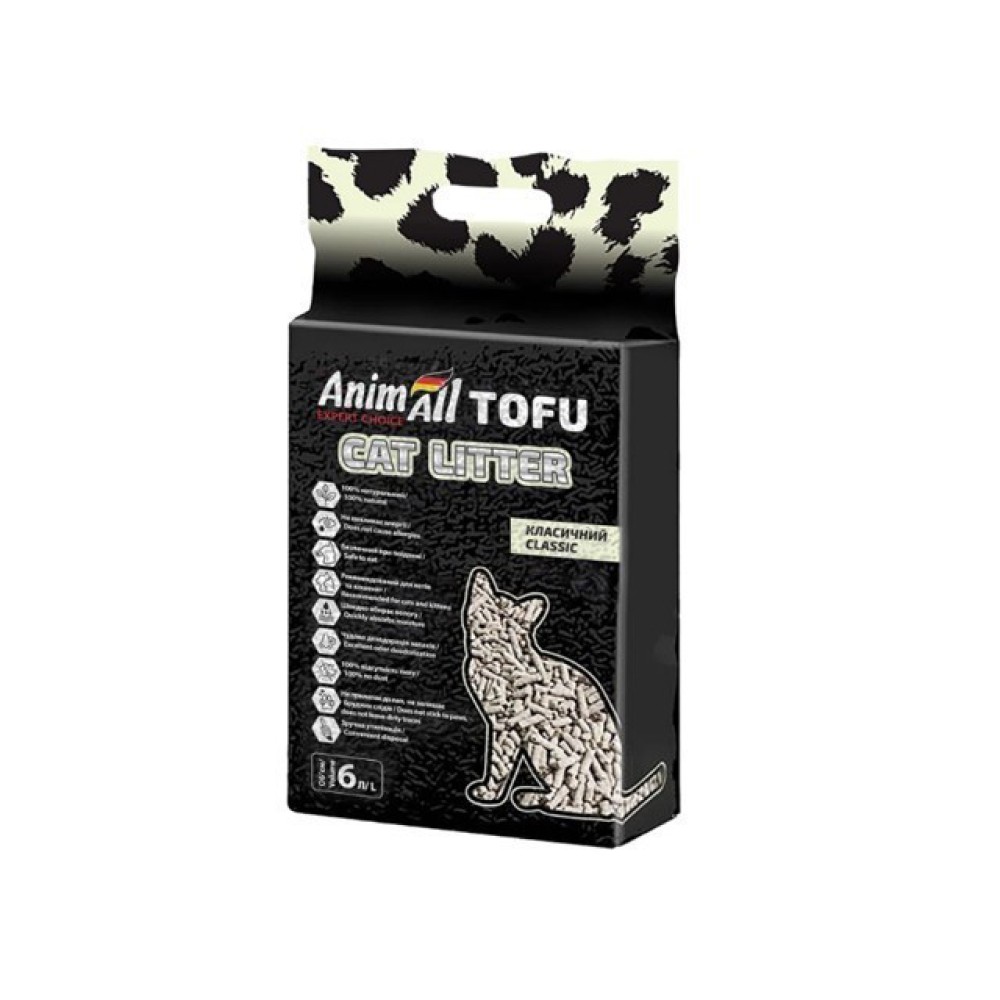 Наповнювач соєвий AnimАll Тофу для котячого туалету стандарт 6 л/2.6 кг
