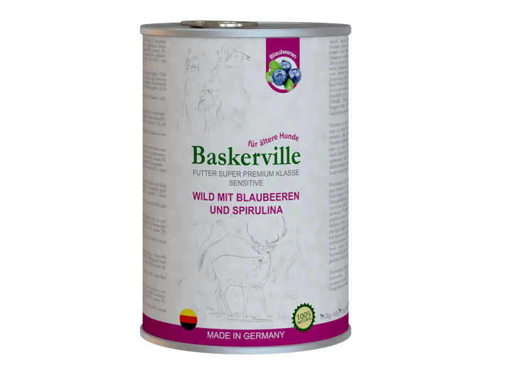 Baskerville Sensitive Wild Mit Blaubeeren Оленіна з чорницею та спіруліною для собак 800 г