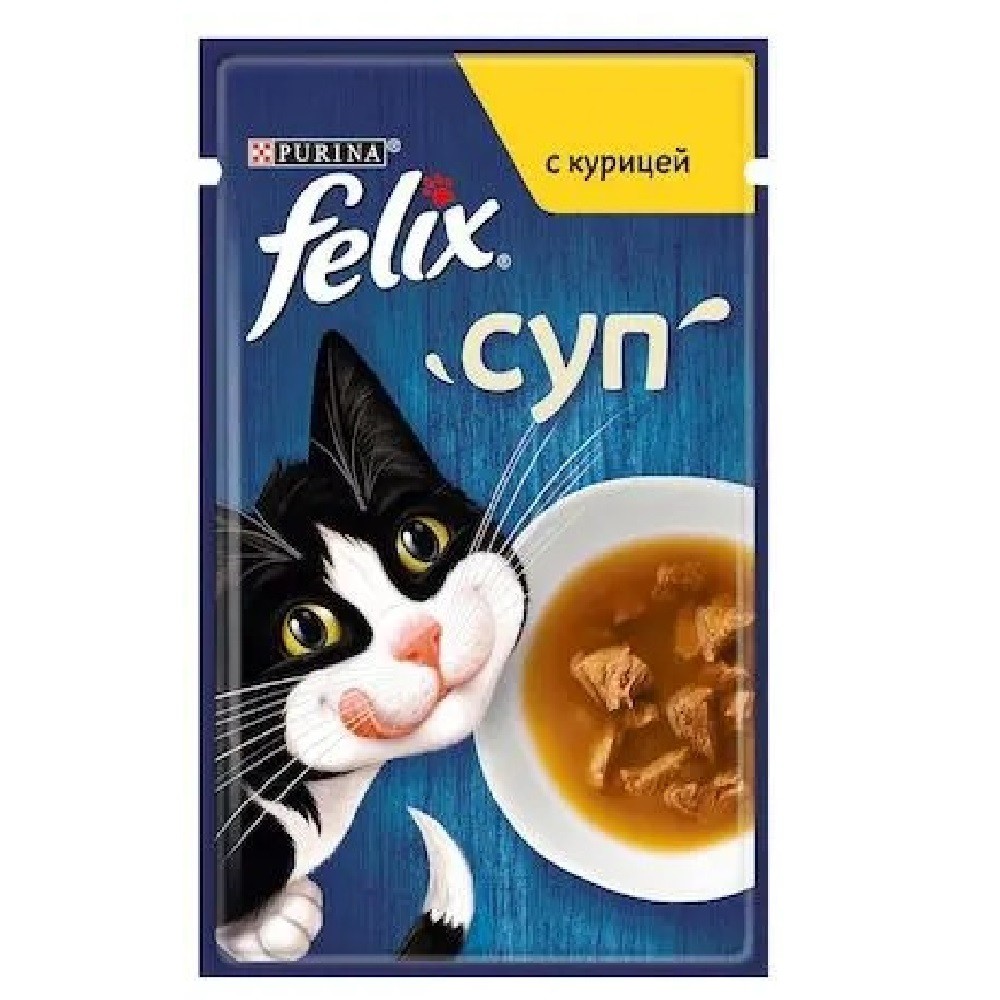 Вологий корм для кішок Felix Soup, з куркою, 30*48 г