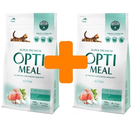 Акція Optimeal Kittens Chicken для кошенят з куркою 700г+700г