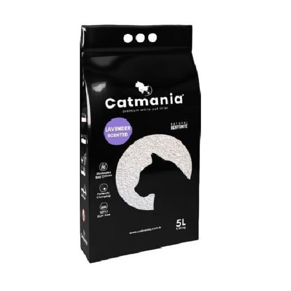 Бентонітовий наповнювач Catmania для кішок з лавандою лаванда, фіолетові гранули 5 л 4.25 кг