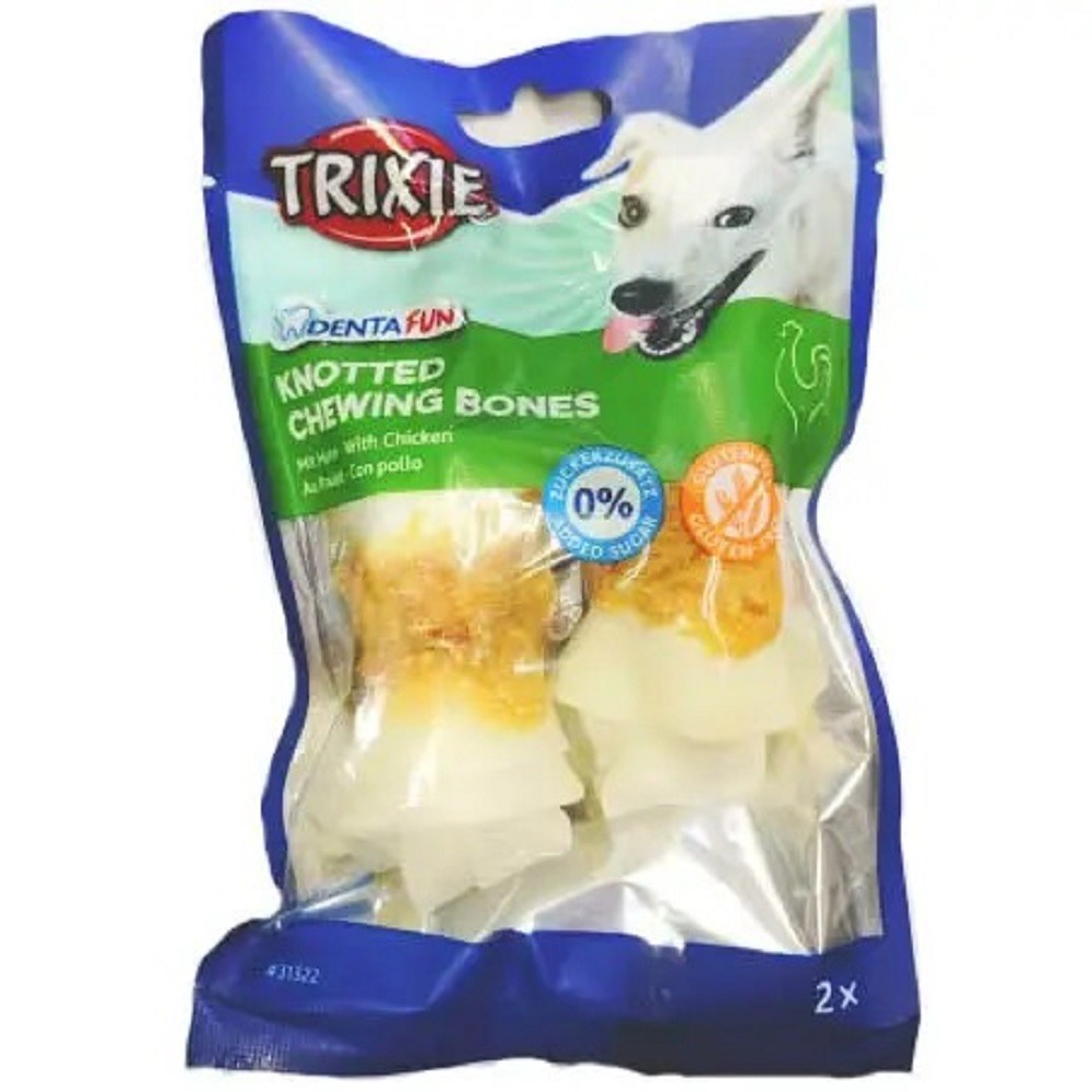 Ласощі для собак Trixie Кістка для чищення зубів Denta Fun з куркою, 11 см, 2 шт., 140 г (31322)