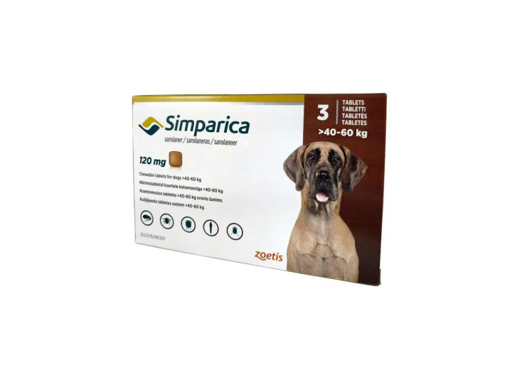Сімпарика від бліх та кліщів для собак 120 мг від 40 до 60 кг (1таб)