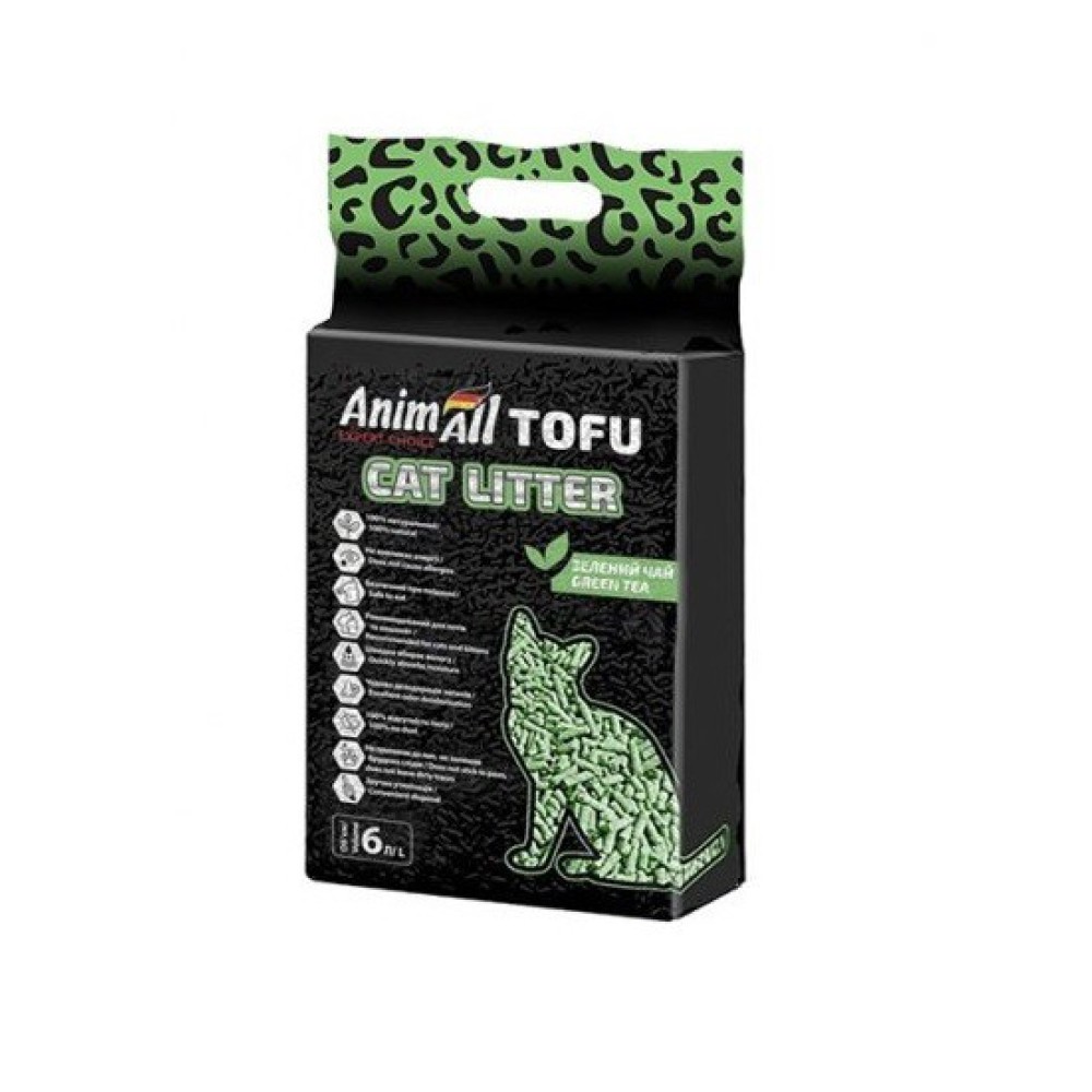 Наповнювач соєвий AnimАll Тофу для котячого туалету зелений чай 6 л/2.6 кг