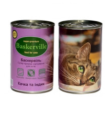 Вологий корм Baskerville для котів качка з індичкою 400 г