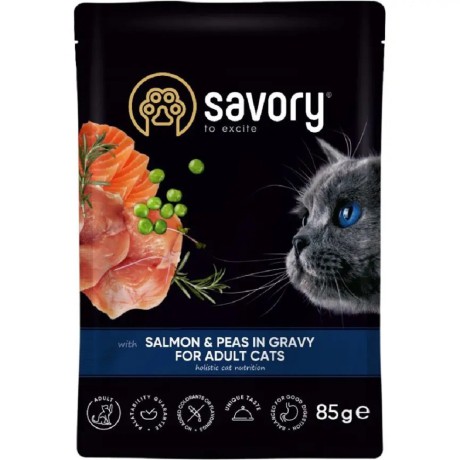 Вологий корм Savory Salmon для кішок, лосось у соусі 85 г