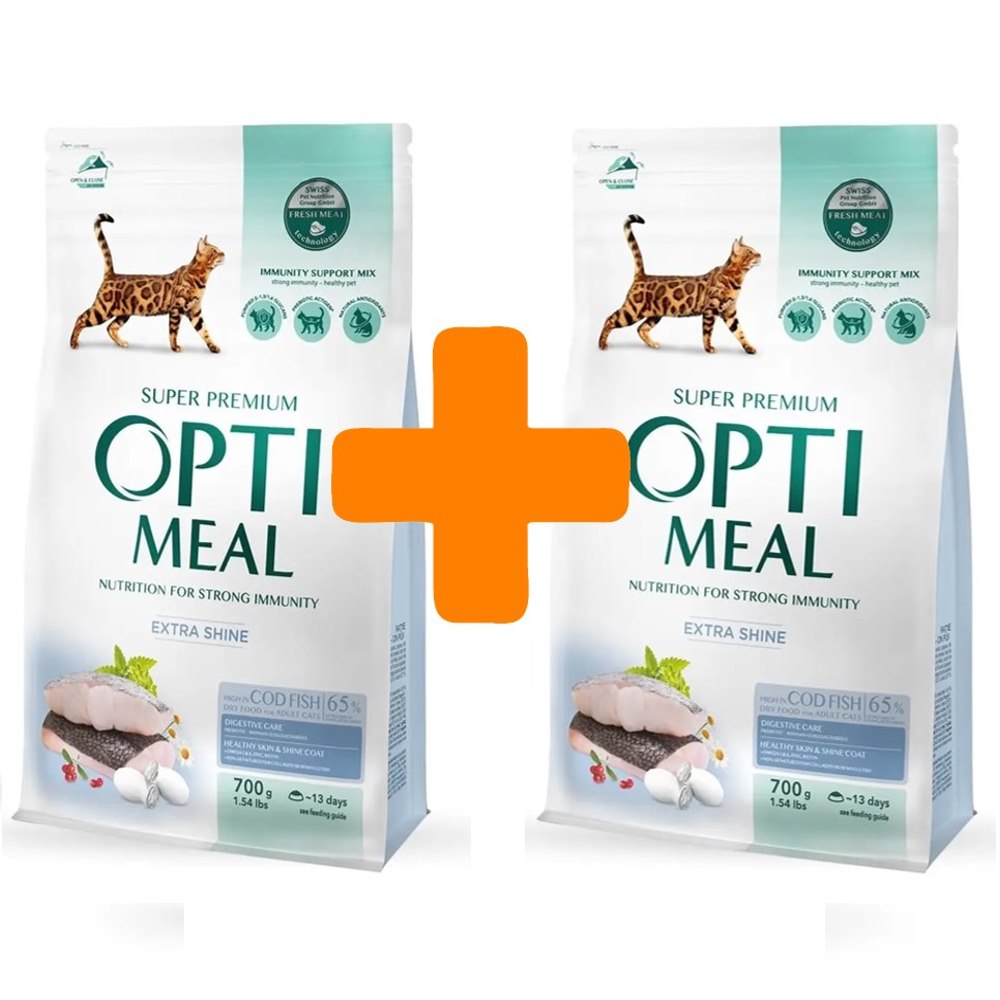 Акція Optimeal Cod Fish для котів зі смаком тріски 700г+700г