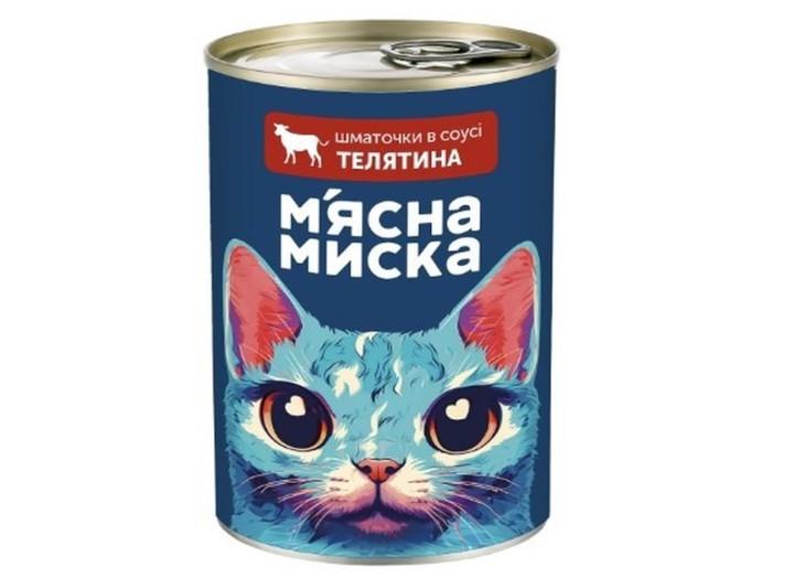 Влажный корм для кошек Мясная миска кусочки в соусе с телятиной 415 г Влажный корм для кошек Мясная миска кусочки в соусе с телятиной 415 г