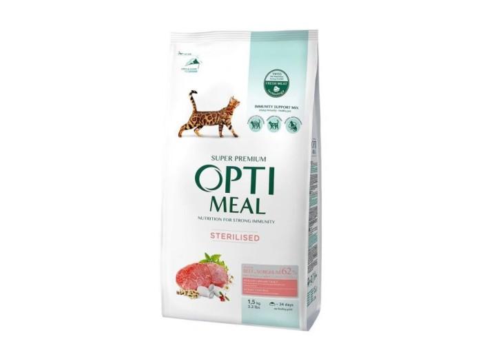 Optimeal Sterilised Beef Sorghum для стерилизованных кошек с говядиной 1.5 кг Optimeal Sterilised Beef Sorghum для стерилизованных кошек с говядиной 1.5 кг