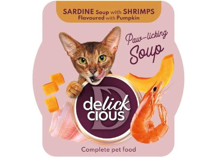 Delickcious (Делишес) Soup Sardine Shrimps для кошек суп c сардиной и креветками 80 г