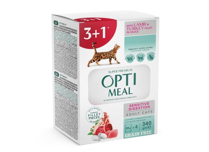 Optimeal Sensitive Digestion Lamb & Turkey для кошек с ягненком набор (3+1) 340 г Optimeal Sensitive Digestion Lamb & Turkey для кошек с ягненком набор (3+1) 340 г