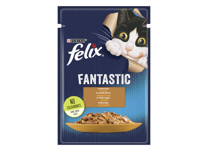 Влажный корм для кошек Felix Fantastic, с индейкой, 26*85 г