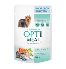 Optimeal Adult Dogs Salmon & Blueberries in cream sauce для собак с лососем 12x100г фото