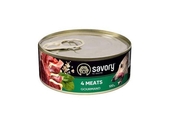Savory Dog Gourmand 4 Meats для собак 4 мяса 100 г Savory Dog Gourmand 4 Meats для собак 4 мяса 100 г