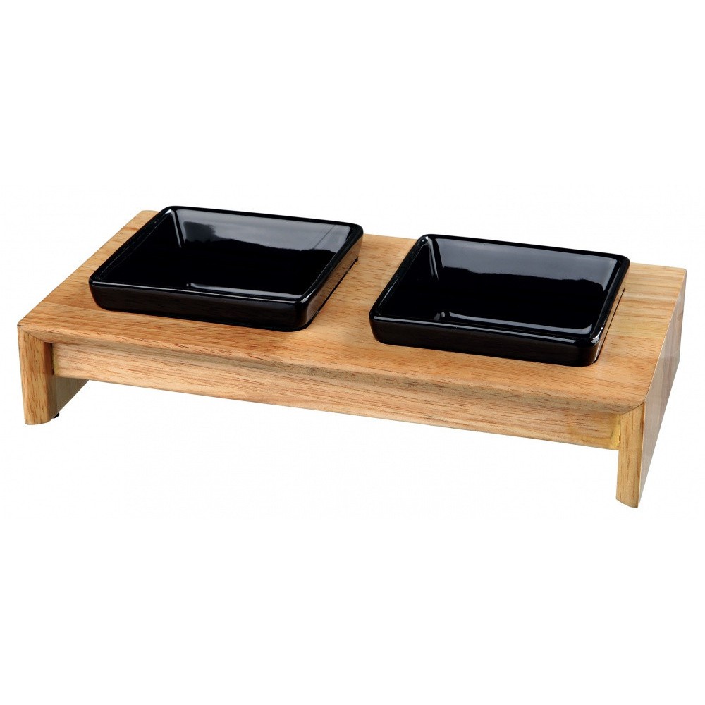 Підставка Trixie Bowl Set з 2 мисками для собак, кераміка та дерево, 0.2 л