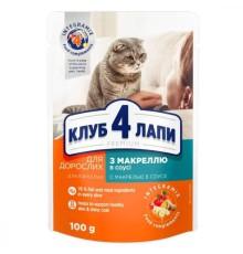 Клуб 4 Лапы Premium с макрелью в соусе для кошек 24х100 г фото