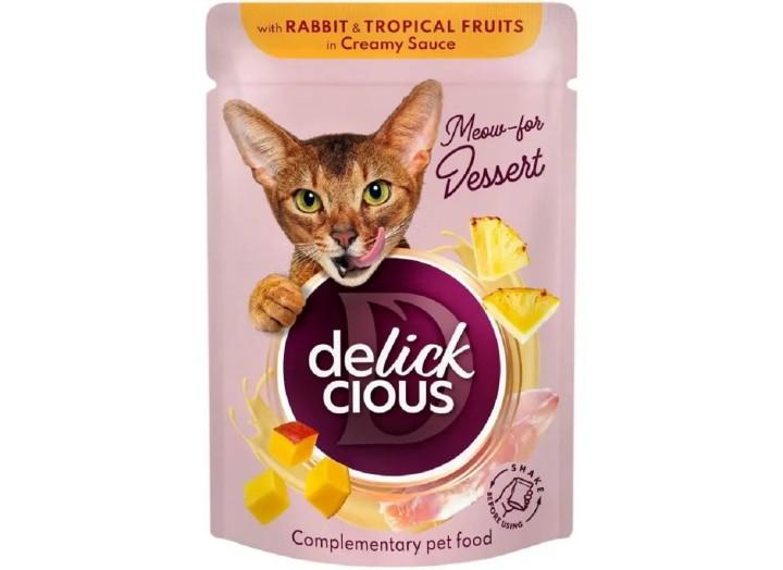 Delickcious (Делишес) пауч Rabbit Tropikal Fruits для кошек кролик тропические фрукты в соусе 80 гр