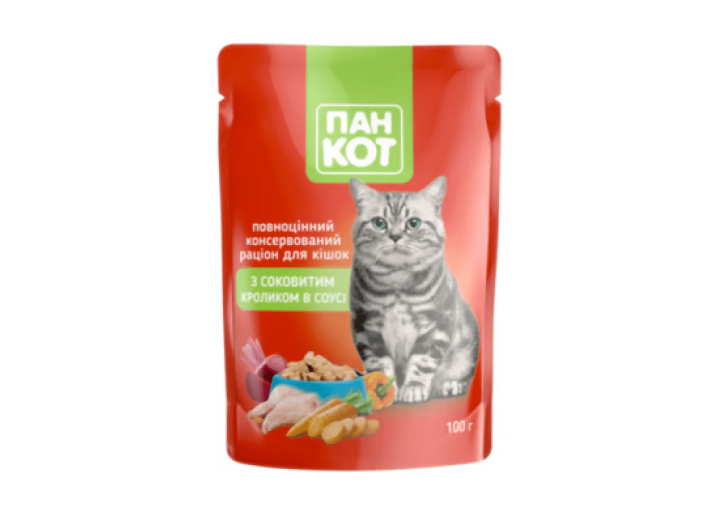Пан Кот Кролик пауч для кошек с кроликом в соусе 24х100 г Пан Кот Кролик пауч для кошек с кроликом в соусе 24х100 г