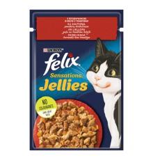 Влажный корм для кошек Felix Sensations, с говядиной и томатами, 26*85 г