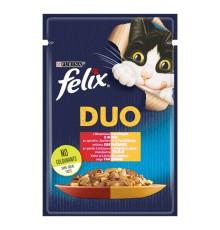 Влажный корм для кошек Felix Fantastic Duo с говядиной и птицей 26*85 г