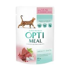 Optimeal Veal in Cranberry с телятиной в клюквенном соусе для кошек 85 г фото