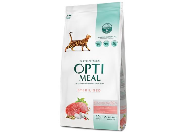 Optimeal Sterilised Beef Sorghum для стерилізованих кішок з яловичиною 10 кг Optimeal Sterilised Beef Sorghum для стерилізованих кішок з яловичиною 10 кг