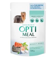 Optimeal Adult Dogs Salmon & Blueberries in cream sauce для собак с лососем 100г фото