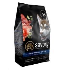 Savory Junior Large Turkey&Chicken для щенков крупных пород с курицей 3 кг фото