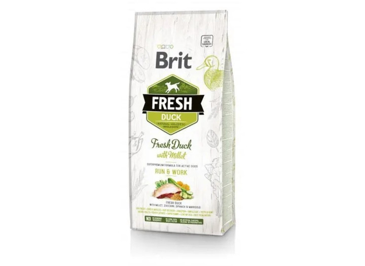 Brit Fresh Duck with Millet Run Work для собак с уткой 2.5 кг