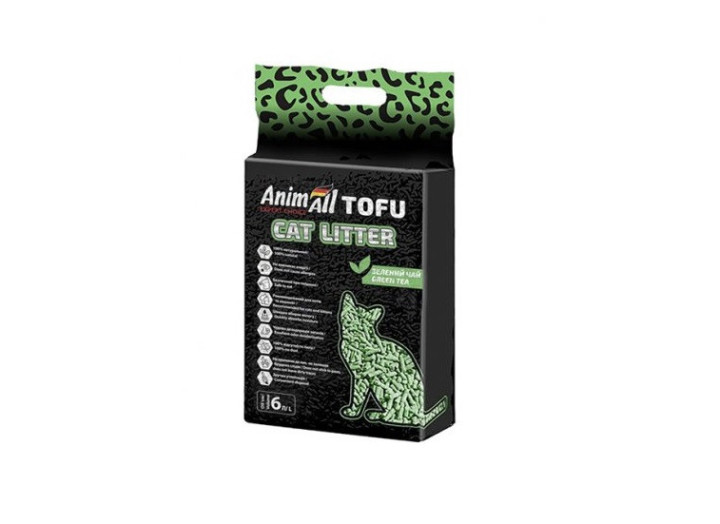 Наповнювач соєвий AnimАll Тофу для котячого туалету зелений чай 6 л/2.6 кг