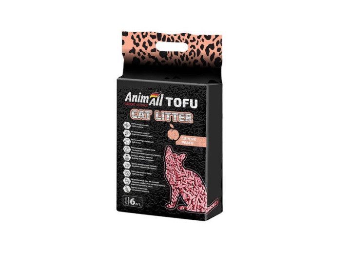 Наповнювач соєвий AnimАll Тофу для котячого туалету з персиком 6 л/2,6 кг