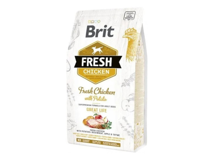 Brit Fresh Chicken Potato Adult для собак всех пород с курицей и картофелем 12 кг
