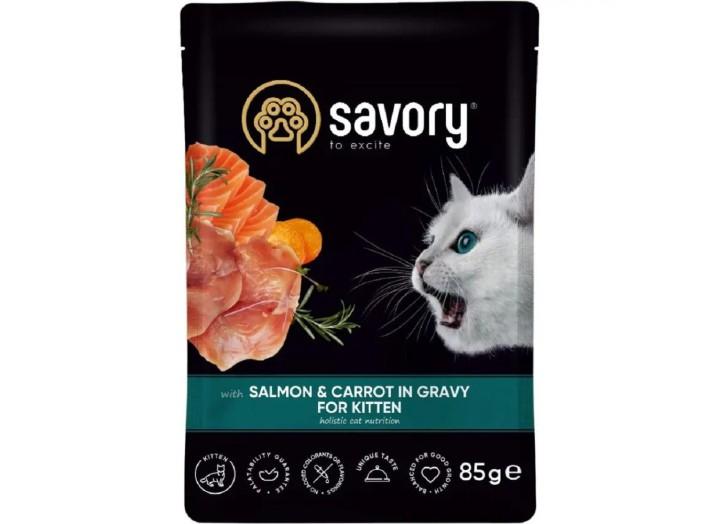 Вологий корм Savory Kitten Salmon для кошенят, лосось у соусі 85 г Вологий корм Savory Kitten Salmon для кошенят, лосось у соусі 85 г