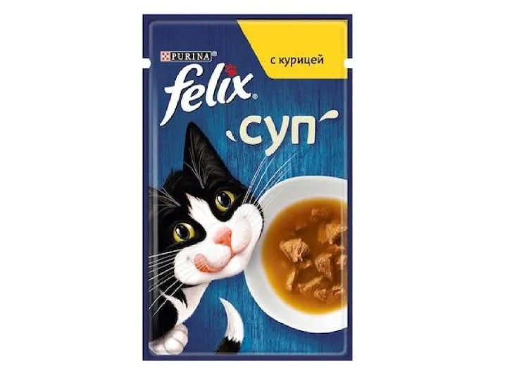 Влажный корм для кошек Felix Soup, с курицей, 30*48 г