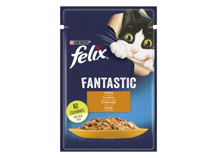 Влажный корм для кошек Felix Fantastic, кусочки в желе, с курицей, 26*85 г