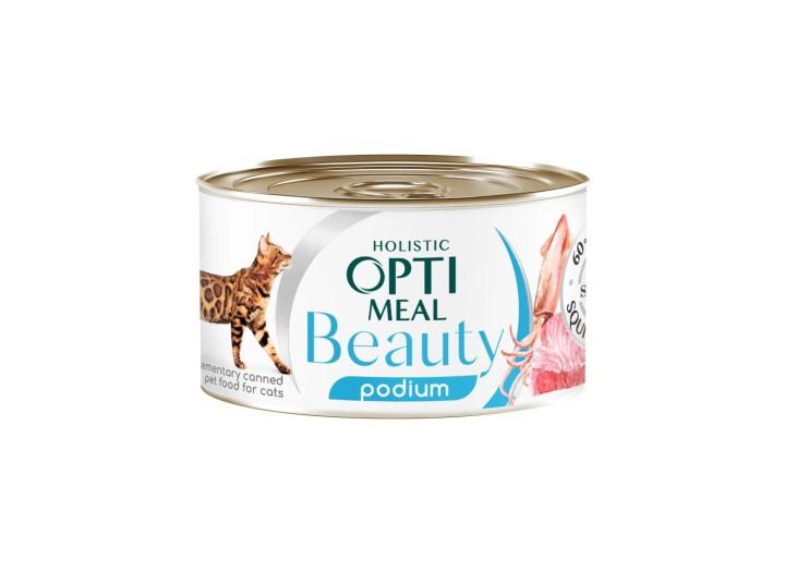 Optimeal Beauty Podium Полосатый тунец в соусе с кольцами кальмаров 70г Optimeal Beauty Podium Полосатый тунец в соусе с кольцами кальмаров 70г
