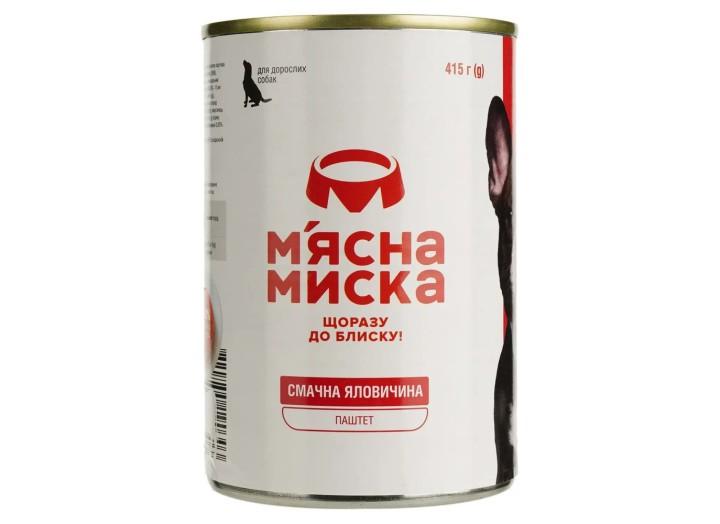 Влажный корм для собак Мясная миска паштет мясной с говядиной 415 г Влажный корм для собак Мясная миска паштет мясной с говядиной 415 г
