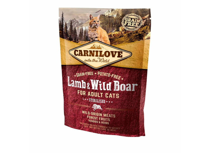 Carnilove Lamb Wild Boar Sterilised для стерилізованих кішок з ягнятком та кабаном 400 г