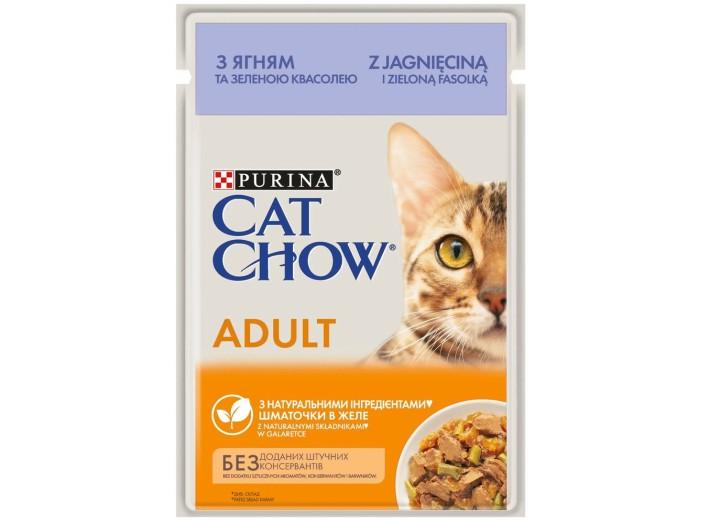 Влажный корм для кошек Cat Chow Adult в желе с ягненком и зеленой фасолью 26х85 г Влажный корм для кошек Cat Chow Adult в желе с ягненком и зеленой фасолью 26х85 г