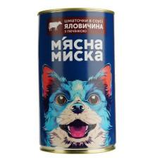 Влажный корм для собак Мясная миска кусочки в соусе с говядиной и печенью 1240 г фото