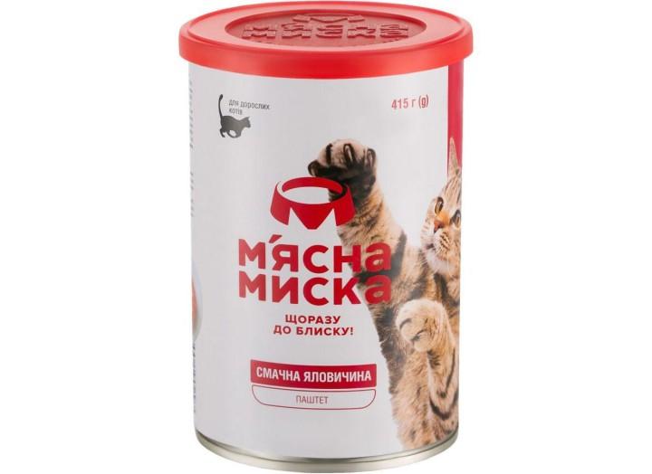 Влажный корм для кошек Мясная Миска паштет мясной с говядиной 415 г Влажный корм для кошек Мясная Миска паштет мясной с говядиной 415 г